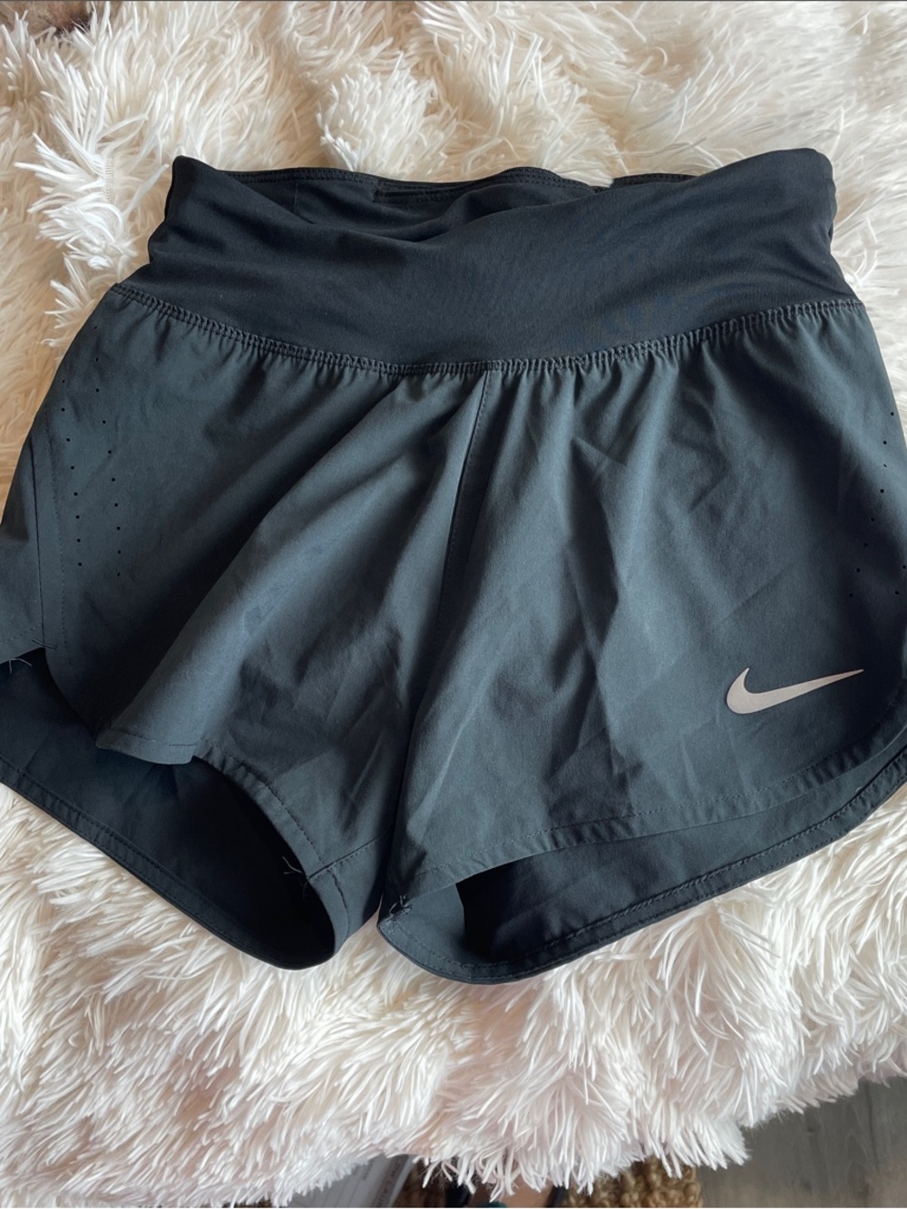 Nike Black Athletic Running Shorts with Reflective Swoosh